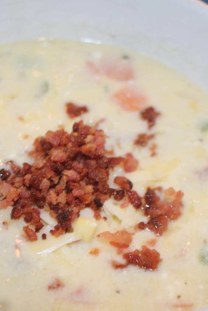 Close up of the Ham Chowder in a bowl